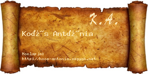 Koós Antónia névjegykártya